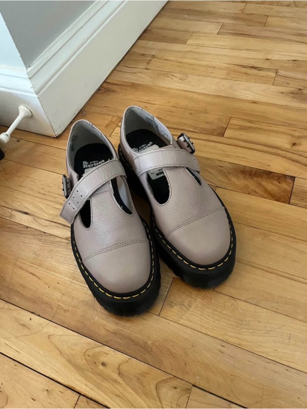 Dr. Martens Beige Mary Jane Strap Shoe